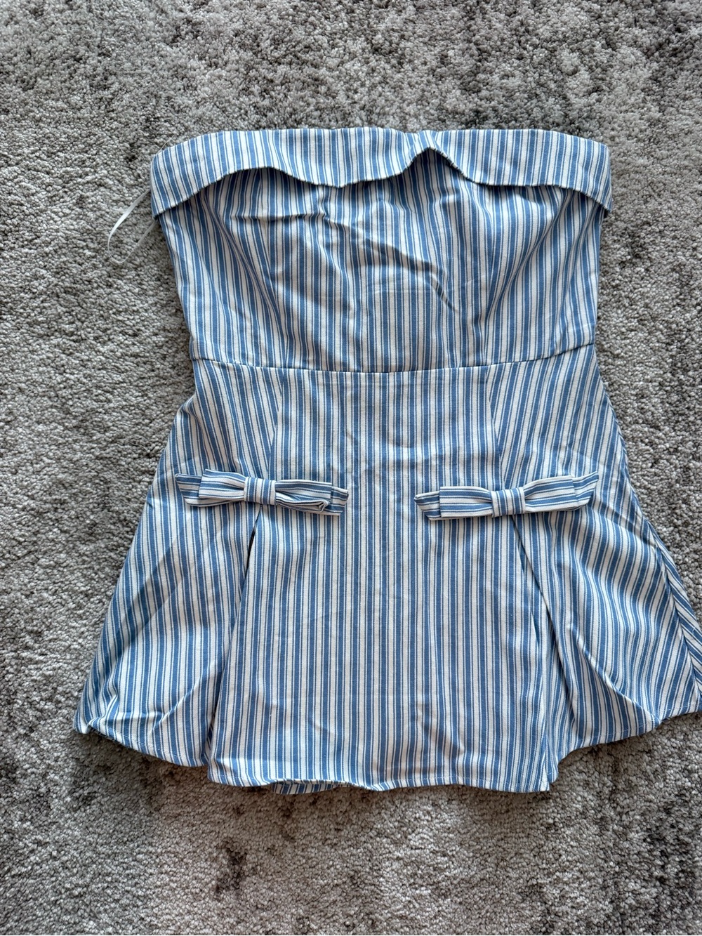 Altar'd State Blue and White Striped Strapless Romper